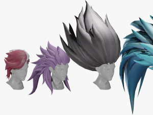 20 STYLIZED MALE HAIR MODELS PACK 5 3D Model