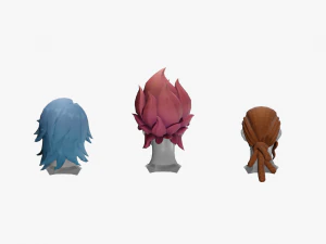 20 STYLIZED MALE HAIR MODELS PACK 5 3D Model
