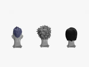 20 STYLIZED MALE HAIR MODELS PACK 5 3D Model