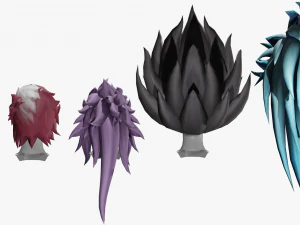 20 STYLIZED MALE HAIR MODELS PACK 5 3D Model