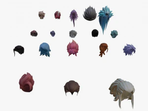 20 STYLIZED MALE HAIR MODELS PACK 5 3D Model