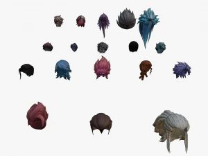 20 STYLIZED MALE HAIR MODELS PACK 5 3D Model