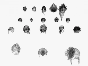 20 STYLIZED MALE HAIR MODELS PACK 5 3D Model