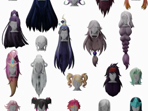 PAKIET 20 STYLIZOWANYCH MODELI WŁOS&Oacute;W KOBIET 5 Model 3D