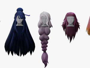 20 STYLIZED FEMALE HAIR MODELS PACK 5 3D Model