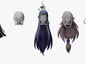 20 STYLIZED FEMALE HAIR MODELS PACK 5 3D Model