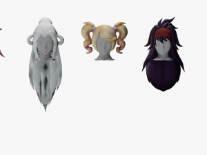 20 STYLIZED FEMALE HAIR MODELS PACK 5 3D Model