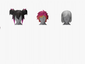 20 STYLIZED FEMALE HAIR MODELS PACK 5 3D Model