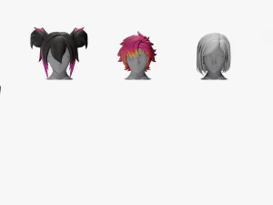 20 STYLIZED FEMALE HAIR MODELS PACK 5 3D Model