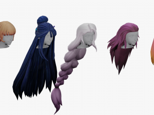 20 STYLIZED FEMALE HAIR MODELS PACK 5 3D Model