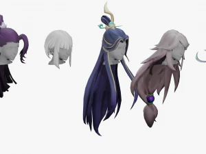 20 STYLIZED FEMALE HAIR MODELS PACK 5 3D Model