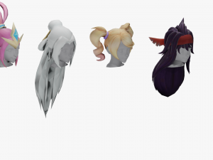 20 STYLIZED FEMALE HAIR MODELS PACK 5 3D Model