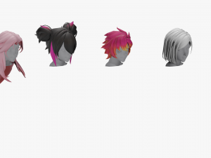 20 STYLIZED FEMALE HAIR MODELS PACK 5 3D Model