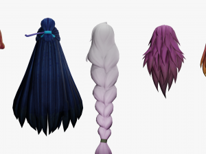 20 STYLIZED FEMALE HAIR MODELS PACK 5 3D Model