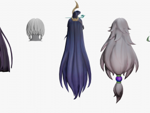 20 STYLIZED FEMALE HAIR MODELS PACK 5 3D Model