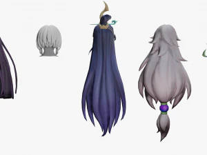 20 STYLIZED FEMALE HAIR MODELS PACK 5 3D Model