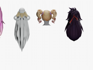 20 STYLIZED FEMALE HAIR MODELS PACK 5 3D Model