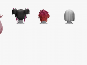 20 STYLIZED FEMALE HAIR MODELS PACK 5 3D Model