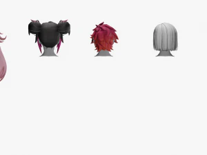 20 STYLIZED FEMALE HAIR MODELS PACK 5 3D Model