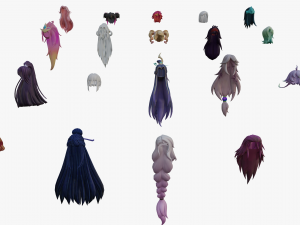 20 STYLIZED FEMALE HAIR MODELS PACK 5 3D Model
