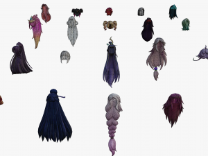 20 STYLIZED FEMALE HAIR MODELS PACK 5 3D Model