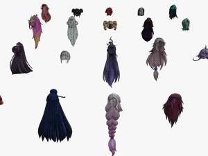 20 STYLIZED FEMALE HAIR MODELS PACK 5 3D Model