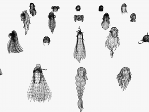 20 STYLIZED FEMALE HAIR MODELS PACK 5 3D Model