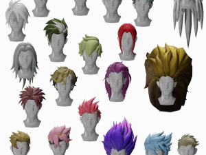 20 STILISIERTE M&Auml;NNLICHE HAARMODELLE PACK 6 3D Modell