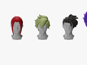 20 STYLIZED MALE HAIR MODELS PACK 6 3D Model