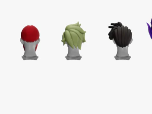 20 STYLIZED MALE HAIR MODELS PACK 6 3D Model