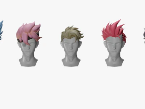 20 STYLIZED MALE HAIR MODELS PACK 6 3D Model