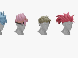 20 STYLIZED MALE HAIR MODELS PACK 6 3D Model