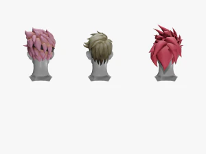 20 STYLIZED MALE HAIR MODELS PACK 6 3D Model