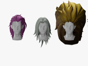 20 STYLIZED MALE HAIR MODELS PACK 6 3D Model