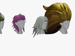 20 STYLIZED MALE HAIR MODELS PACK 6 3D Model