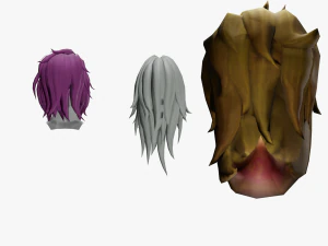20 STYLIZED MALE HAIR MODELS PACK 6 3D Model