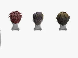 20 STYLIZED MALE HAIR MODELS PACK 6 3D Model