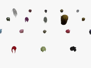 20 STYLIZED MALE HAIR MODELS PACK 6 3D Model