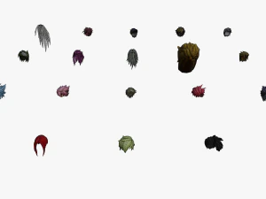 20 STYLIZED MALE HAIR MODELS PACK 6 3D Model