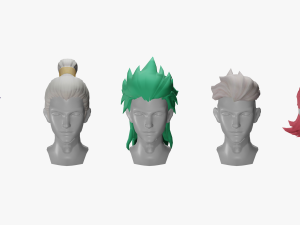20 STYLIZED MALE HAIR MODELS PACK 7 3D Model