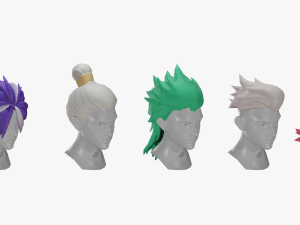20 STYLIZED MALE HAIR MODELS PACK 7 3D Model