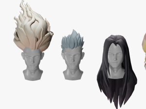 20 STYLIZED MALE HAIR MODELS PACK 7 3D Model