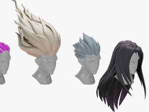 20 STYLIZED MALE HAIR MODELS PACK 7 3D Model