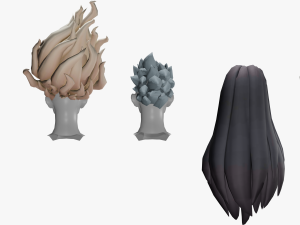 20 STYLIZED MALE HAIR MODELS PACK 7 3D Model