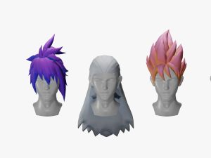 20 STYLIZED MALE HAIR MODELS PACK 7 3D Model