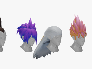 20 STYLIZED MALE HAIR MODELS PACK 7 3D Model