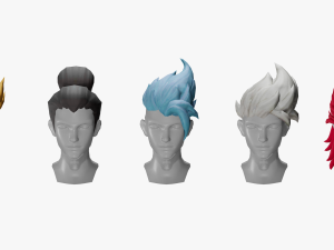20 STYLIZED MALE HAIR MODELS PACK 7 3D Model