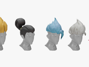 20 STYLIZED MALE HAIR MODELS PACK 7 3D Model