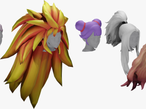 20 STYLIZED FEMALE HAIR MODELS PACK 6 3D Модель