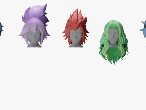 20 STYLIZED FEMALE HAIR MODELS PACK 6 3D Модель